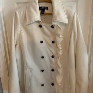 Plus size double button ruffle coat